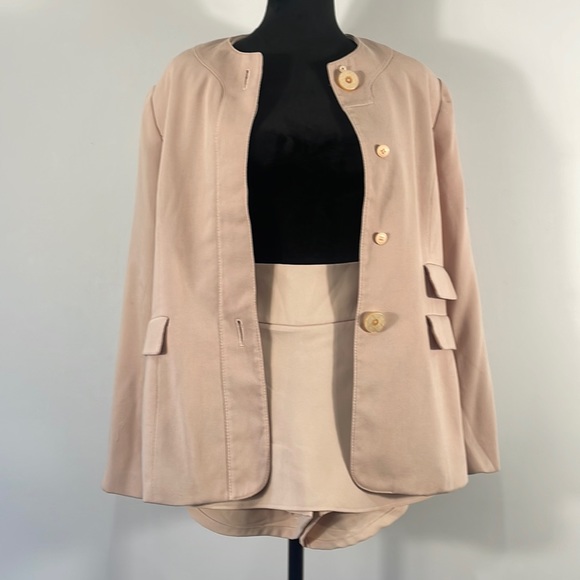 Kasper Jackets & Blazers - Kasper Pink Blazer, Shoulder pads, Oversized,Lapel-less, No Lapel Blazer,Size 10